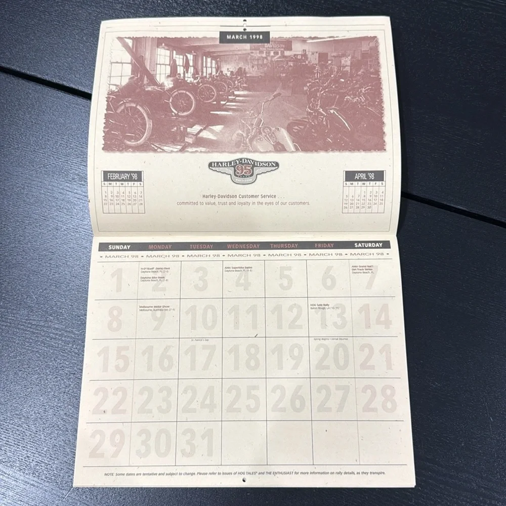 Harley-Davidson 95th Anniversary Calendar with Event Schedule